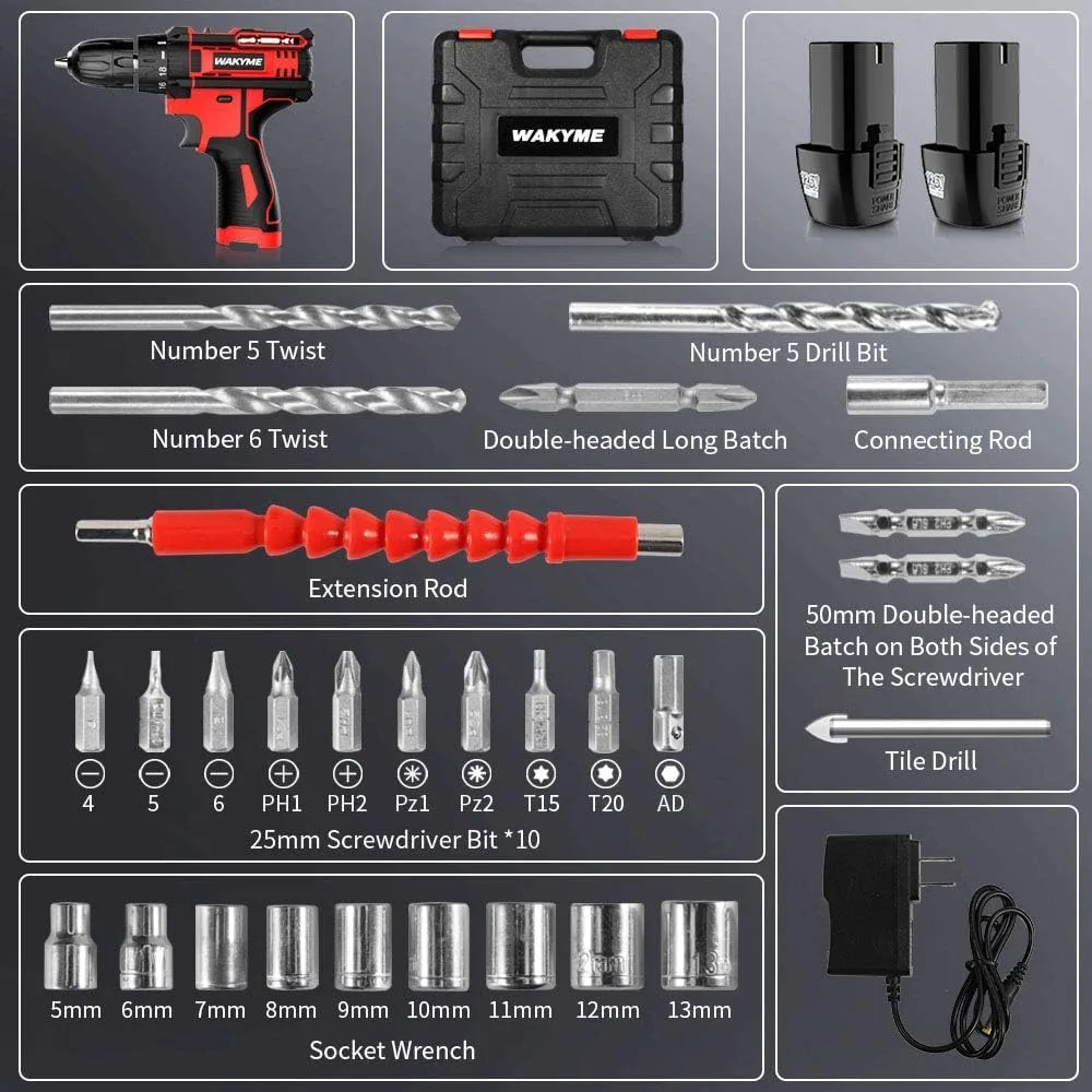 Cordless Drill Driver Kit with 2 Batteries
