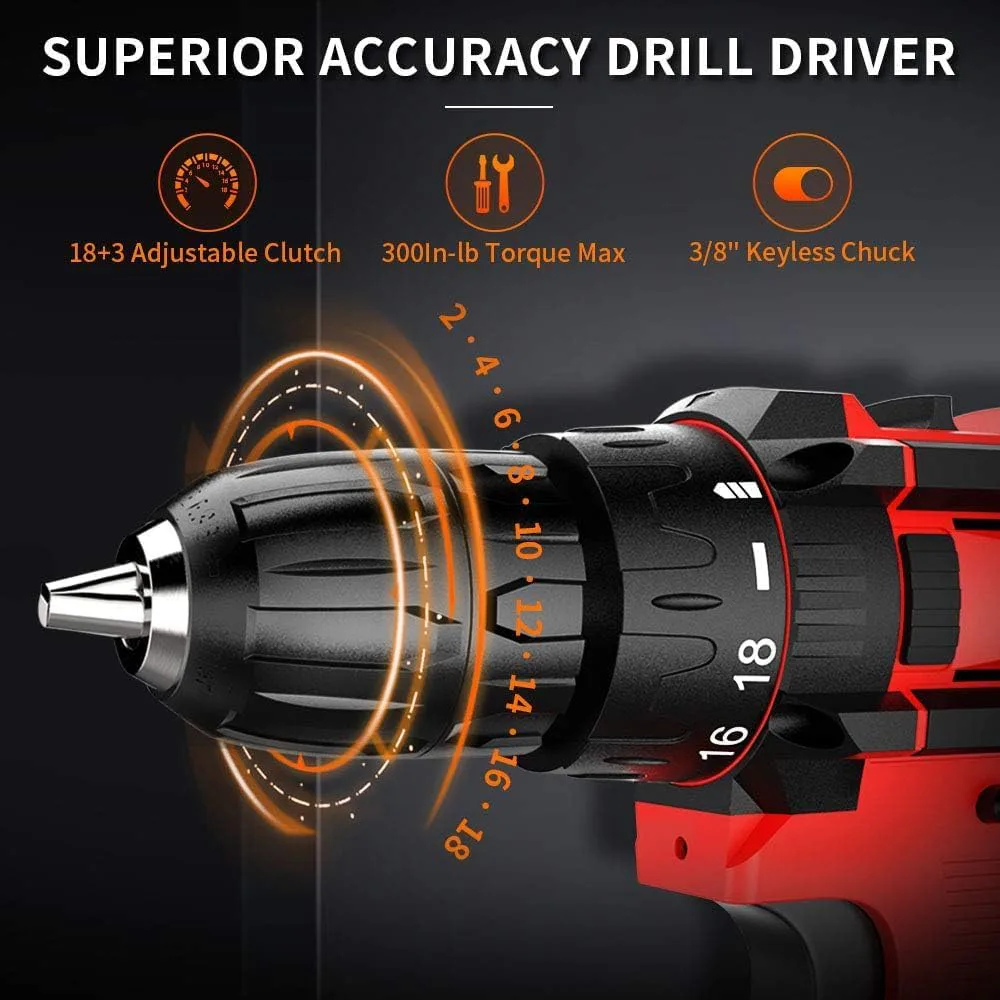 Cordless Drill Driver Kit with 2 Batteries